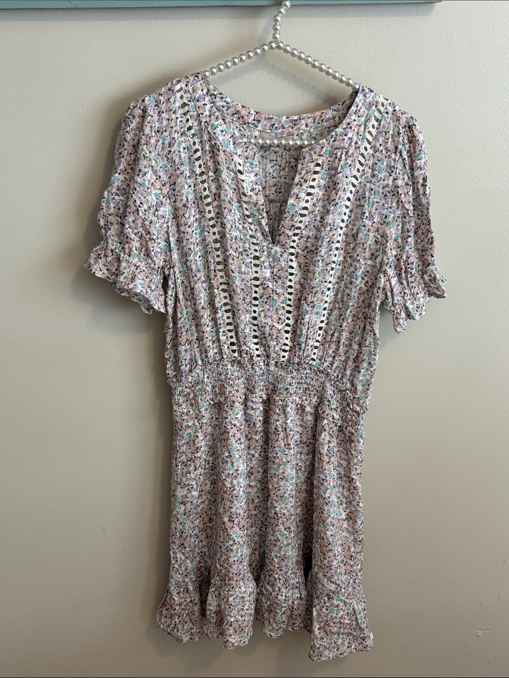 Wonderly Short Sleeve multicolor Rayon V neck womens Medium Dress M